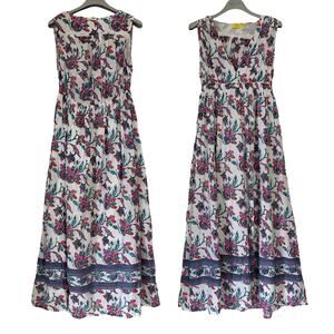Roller Rabbit Miranda Lune Maxi Dress S Cotton Silk Floral Boho India